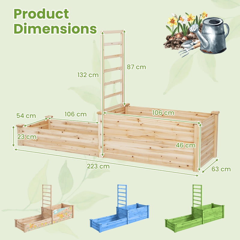 Raised Garden Bed with Trellis-Natural