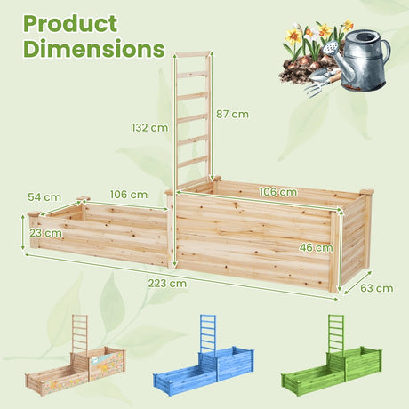 Raised Garden Bed with Trellis-Natural
