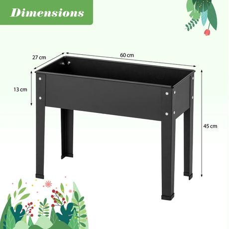 Metal Raised Garden Bed with Legs and Drainage Hole for Vegetable Flower-24 x 11 x 18 inches