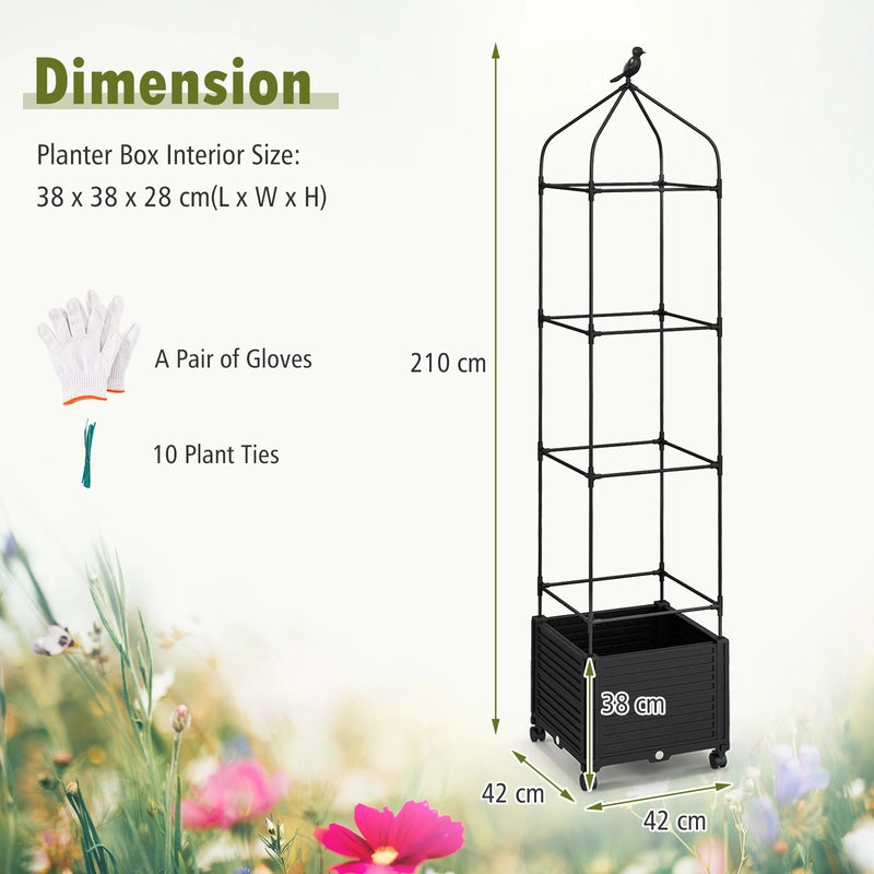 Climbing aid with flower box &amp; self-watering on wheels Garden Obelisk Tomato tower