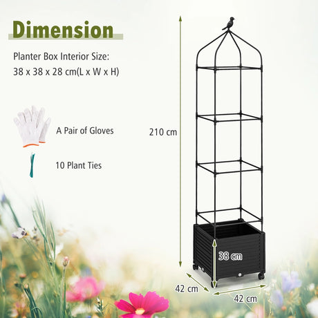 Climbing aid with flower box &amp; self-watering on wheels Garden Obelisk Tomato tower