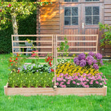 Raised Garden Bed with 2 Planter Boxes and 3 Trellis-Natural
