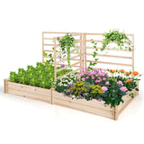 Raised Garden Bed with 2 Planter Boxes and 3 Trellis-Natural