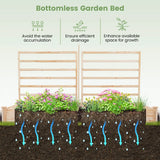 Raised Garden Bed with 2 Planter Boxes and 3 Trellis-Natural