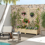 Trellis with flower box made of fir wood Planter for climbing plants Raised bed with trellis natural