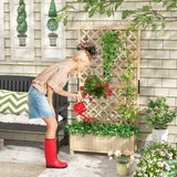 Trellis with flower box made of fir wood Planter for climbing plants Raised bed with trellis natural