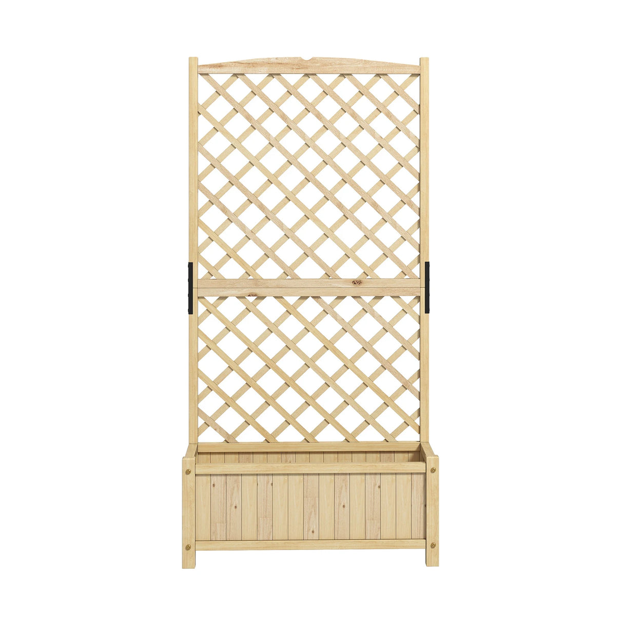 Trellis with flower box made of fir wood Planter for climbing plants Raised bed with trellis natural