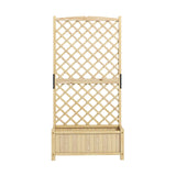 Trellis with flower box made of fir wood Planter for climbing plants Raised bed with trellis natural
