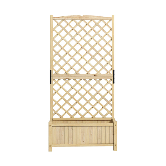 Trellis with flower box made of fir wood Planter for climbing plants Raised bed with trellis natural