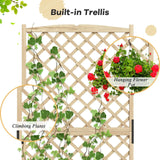 Trellis with flower box made of fir wood Planter for climbing plants Raised bed with trellis natural