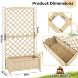 Trellis with flower box made of fir wood Planter for climbing plants Raised bed with trellis natural