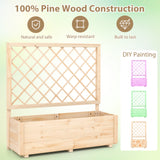 Raised Garden Bed with Lattice Trellis Wooden Elevated Planter Box-L