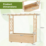 Raised Garden Bed with Lattice Trellises Hanging Roof Drainage-L