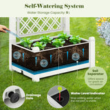Outdoor Planter Box Self-Watering Raised Garden Bed Trellis with Water Level Indicator-White