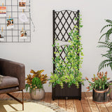 Flower box with trellis Planter for climbing plants Raised bed with trellis 40 x 40 x 122 cm Brown