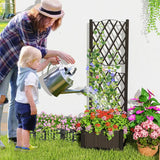 Flower box with trellis Planter for climbing plants Raised bed with trellis 40 x 40 x 122 cm Brown
