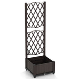 Flower box with trellis Planter for climbing plants Raised bed with trellis 40 x 40 x 122 cm Brown