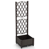 Flower box with trellis Planter for climbing plants Raised bed with trellis 40 x 40 x 122 cm Brown