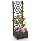Flower box with trellis Planter for climbing plants Raised bed with trellis 40 x 40 x 122 cm Brown