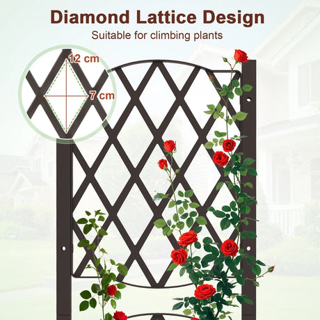 Flower box with trellis Planter for climbing plants Raised bed with trellis 40 x 40 x 122 cm Brown