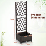 Flower box with trellis Planter for climbing plants Raised bed with trellis 40 x 40 x 122 cm Brown