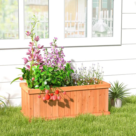 Raised Garden Bed Wooden Planter Box with 4 Drainage Holes and Detachable Bottom Panels-Orange
