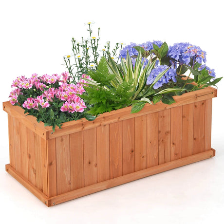Raised Garden Bed Wooden Planter Box with 4 Drainage Holes and Detachable Bottom Panels-Orange