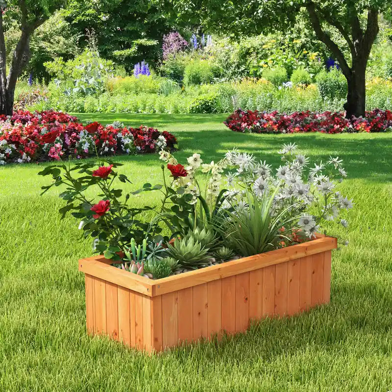 Raised Garden Bed Wooden Planter Box with 4 Drainage Holes and Detachable Bottom Panels-Orange