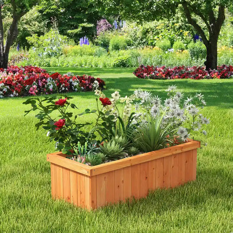 Raised Garden Bed Wooden Planter Box with 4 Drainage Holes and Detachable Bottom Panels-Orange