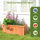 Raised Garden Bed Wooden Planter Box with 4 Drainage Holes and Detachable Bottom Panels-Orange