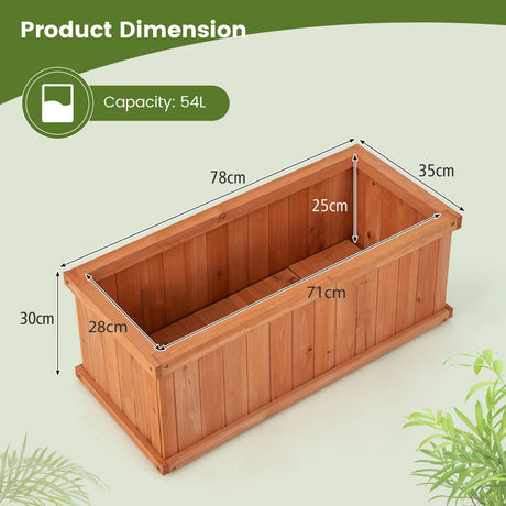 Raised Garden Bed Wooden Planter Box with 4 Drainage Holes and Detachable Bottom Panels-Orange