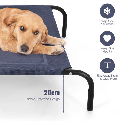 Large Indoor Outdoor Camping Steel Frame Elevated Pet Cot Mat-XL