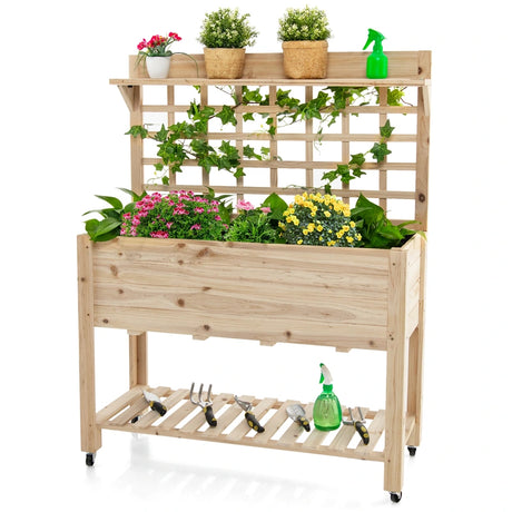 Wooden Raised Garden Bed with Large Plant Box for Garden