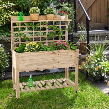 Wooden Raised Garden Bed with Large Plant Box for Garden