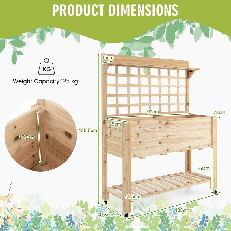 Wooden Raised Garden Bed with Large Plant Box for Garden