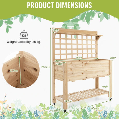 Wooden Raised Garden Bed with Large Plant Box for Garden