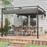 Outsunny 2 x 3(m) Lean To Steel Pergola, with Moving Fabric Canopy - Dark Grey