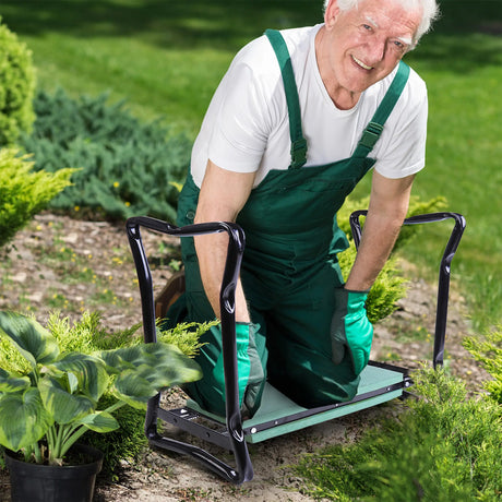 Outsunny 2 In 1 Garden Kneeler Seat Kneeling Pad Support Bench Foldable Knee Protector, Green