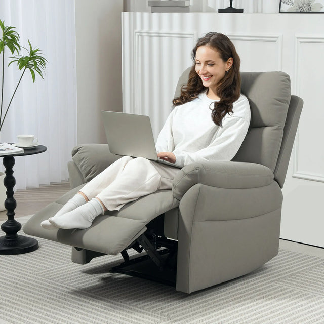 HOMCOM 140 Manual Reclining Armchair, with Footrest - Grey