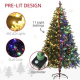 HOMCOM 7ft LED Pre-Lit Artificial Christmas Tree, with Base