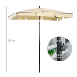 Outsunny Garden Parasol Umbrella, Outdoor Market Table Umbrella with Ruffles & Aluminium Pole, Rectangular Tilting Parasol Sun Shade Canopy, 2 x 1.3m, Beige