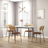 Set of 2 Rattan Dining Chair with Metal Legs-Coffee