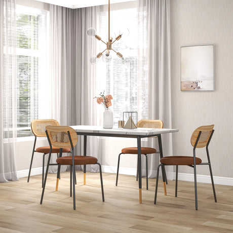 Set of 2 Rattan Dining Chair with Metal Legs-Coffee