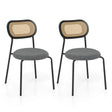 Set of 2 Rattan Dining Chair with Metal Legs-Gray