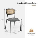 Set of 2 Rattan Dining Chair with Metal Legs-Gray