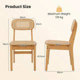 Set of 2 Rattan Dining Chairs with Simulated Rattan Backrest-Natural