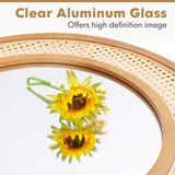 65cm Rattan Round Wall Mirror with Aluminum Glass Metal Hook and Expansion Screws-Natural