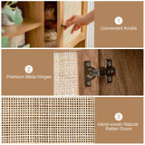 Rattan Buffet Cabinet with 2 Doors and 2 Cubbies-Natural