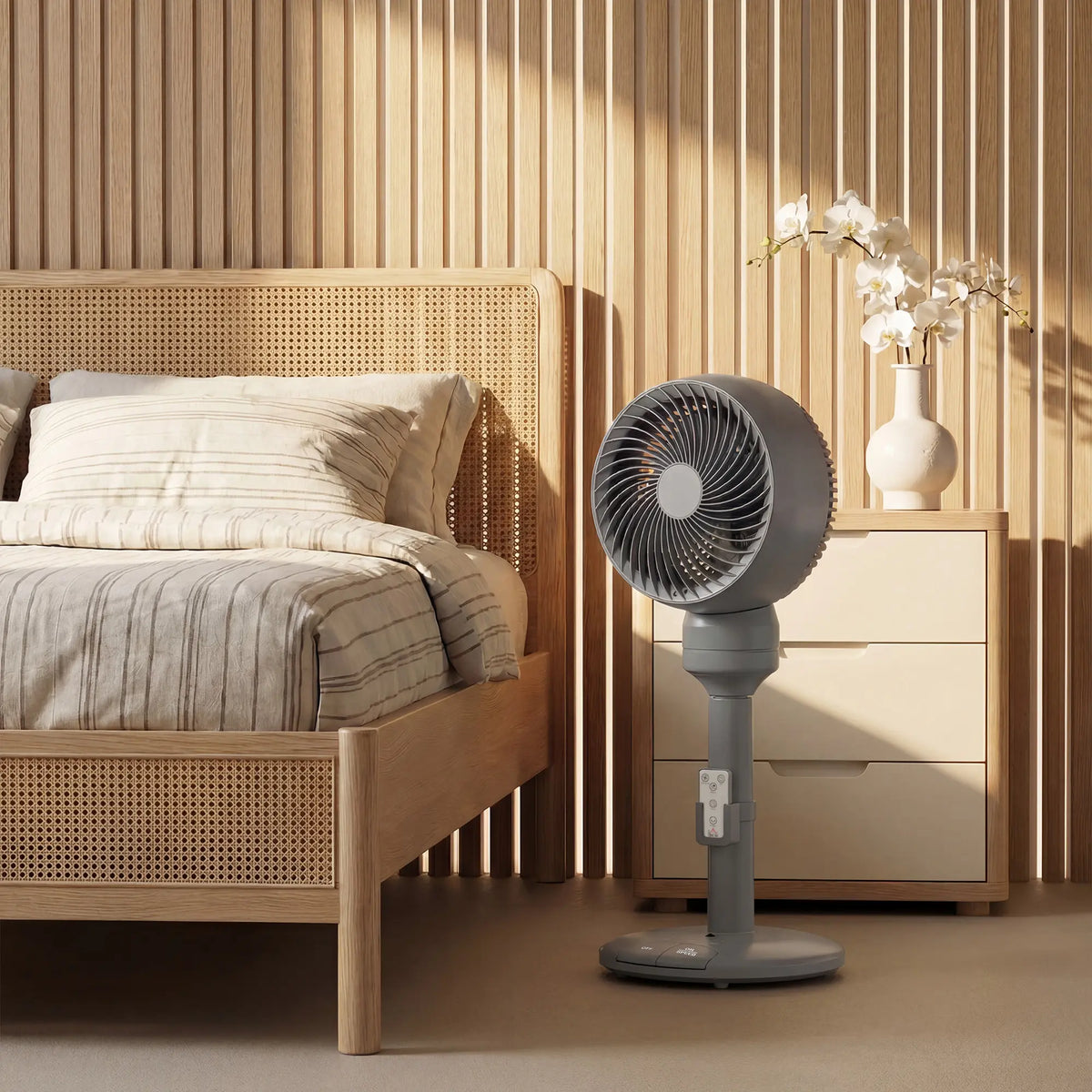 HOMCOM Air Circulator Fan Pedestal Cooling Fan with 3 Speed 3 Mode and Remote Control, 9 Inch, Grey