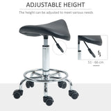HOMCOM Salon Saddle Stool, Rolling Saddle Chair for Massage, Spa, Clinic, Beauty, Hairdressing and Tattoo, Black